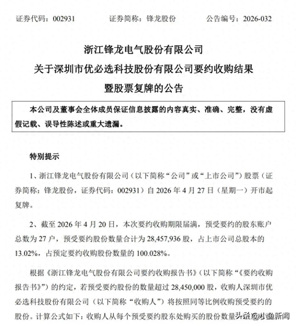 锋龙股份优必选要约收购_优必选收购锋龙股份股份占比_东贝b股要约收购